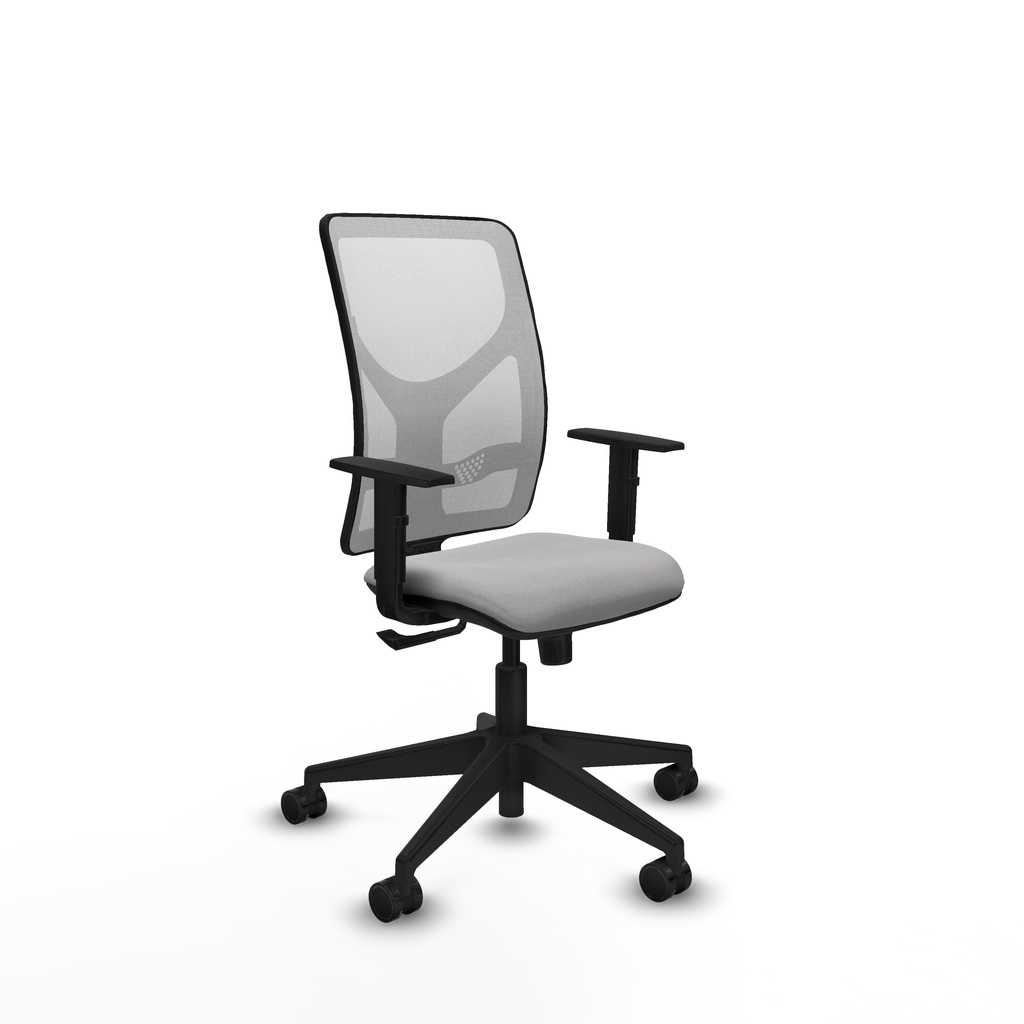 Motilla sincro malla blanca bali gris claro brazos 1D base piramidal  ruedas 65mm nailon