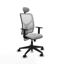 Motilla sincro malla blanca bali gris claro brazos 1D base piramidal cabecero fijo ruedas 65mm nailon