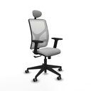 Motilla sincro malla blanca bali gris claro brazos 2D base piramidal cabecero fijo ruedas 65mm engomadas
