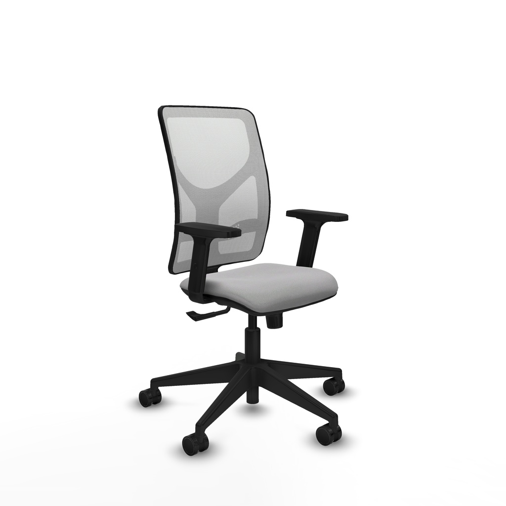 Motilla sincro malla blanca bali gris claro brazos 2D base piramidal  ruedas 65mm nailon