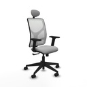 Motilla sincro malla blanca bali gris claro brazos 2D base piramidal cabecero fijo ruedas 65mm nailon