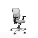 Motilla sincro malla blanca bali gris claro brazos 2D base aluminio  ruedas 65mm engomadas