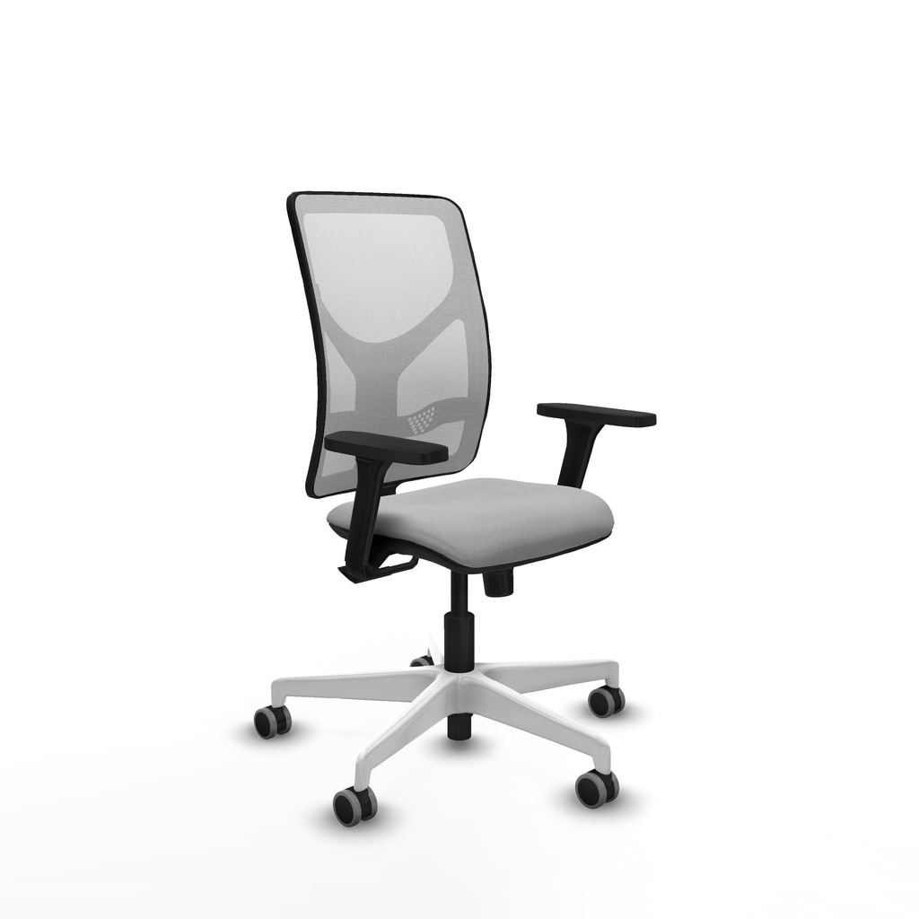 Motilla sincro malla blanca bali gris claro brazos 3D base blanca  ruedas 65mm engomadas
