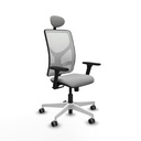 Motilla sincro malla blanca bali gris claro brazos 3D base blanca cabecero fijo ruedas 65mm engomadas