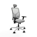 Motilla sincro malla blanca bali gris claro brazos 3D base blanca cabecero fijo ruedas 65mm nailon