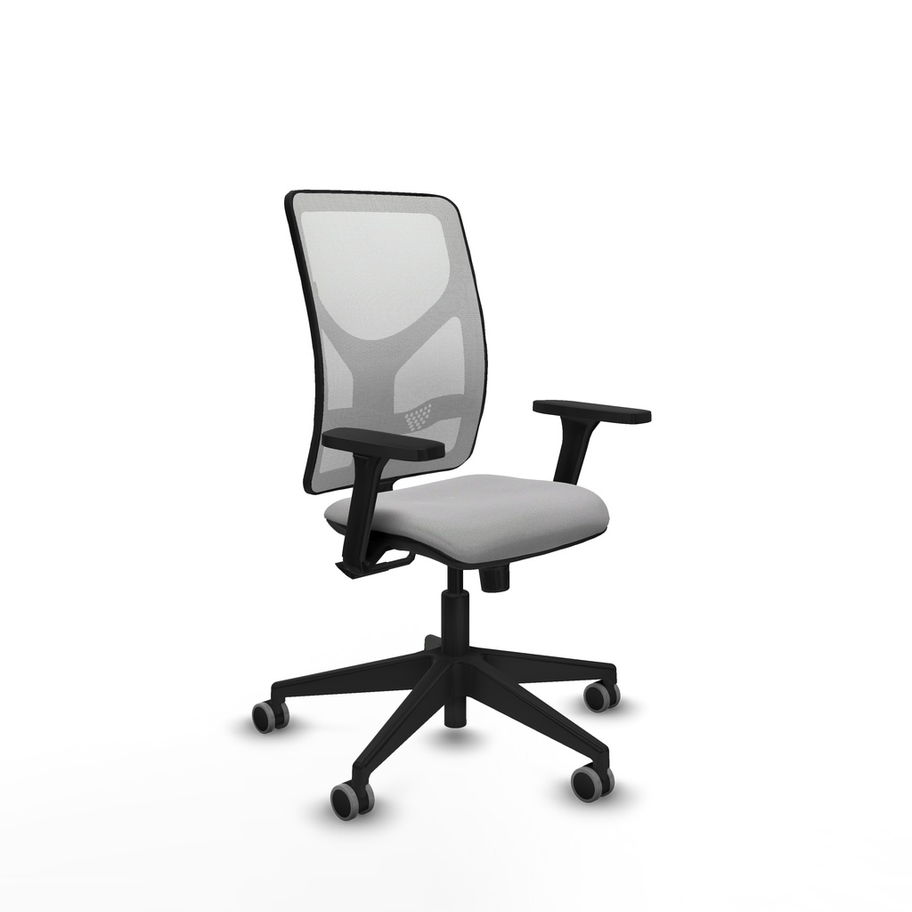 Motilla sincro malla blanca bali gris claro brazos 3D base piramidal  ruedas 65mm engomadas