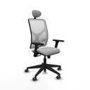 Motilla sincro malla blanca bali gris claro brazos 3D base piramidal cabecero fijo ruedas 65mm engomadas
