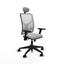 Motilla sincro malla blanca bali gris claro brazos 3D base piramidal cabecero fijo ruedas 65mm nailon