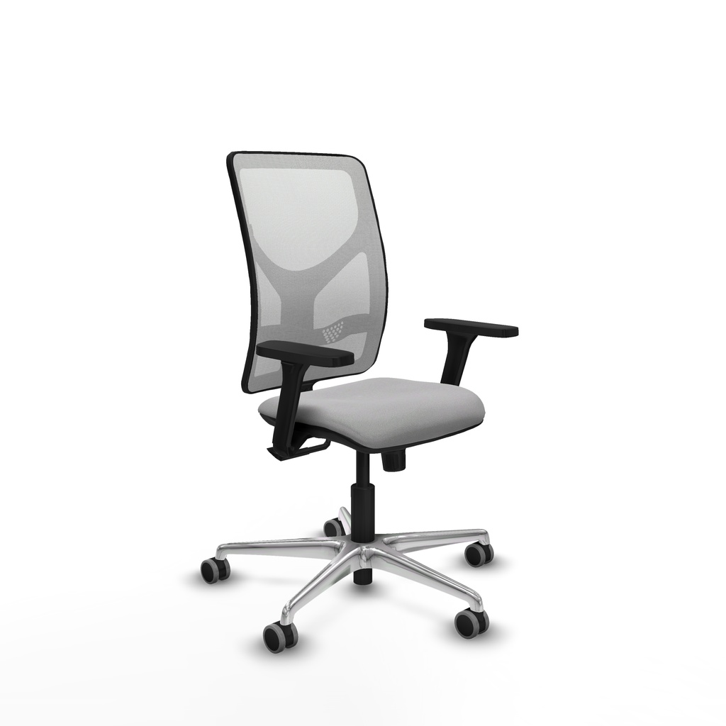 Motilla sincro malla blanca bali gris claro brazos 3D base aluminio  ruedas 65mm engomadas