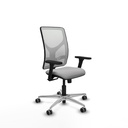 Motilla sincro malla blanca bali gris claro brazos 3D base aluminio  ruedas 65mm engomadas