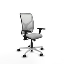 Motilla sincro malla blanca bali gris claro brazos 3D base aluminio  ruedas 65mm nailon