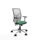 Motilla sincro malla blanca bali verde esmeralda brazos blancos base aluminio  ruedas 65mm nailon