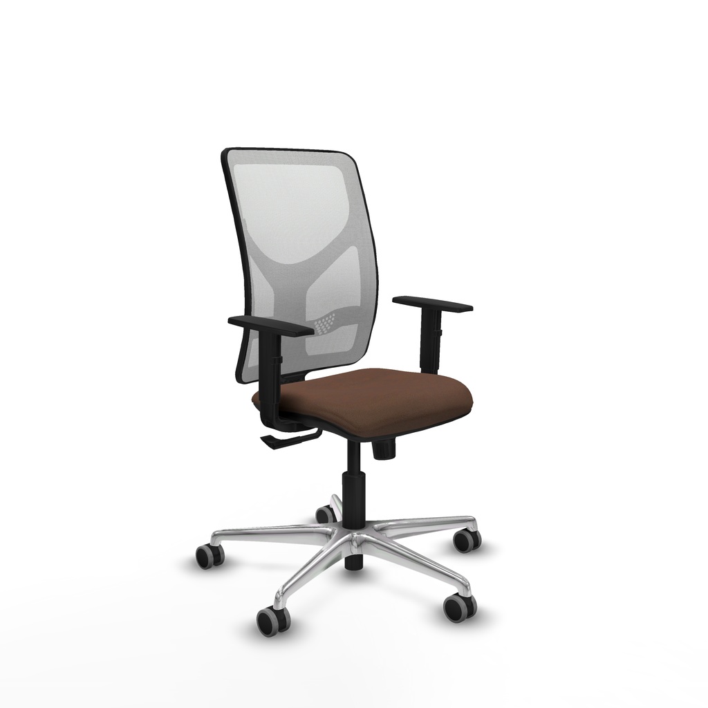 Motilla sincro malla blanca bali marrón oscuro brazos 1D base aluminio  ruedas 65mm engomadas