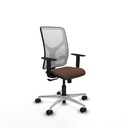 Motilla sincro malla blanca bali marrón oscuro brazos 1D base aluminio  ruedas 65mm nailon