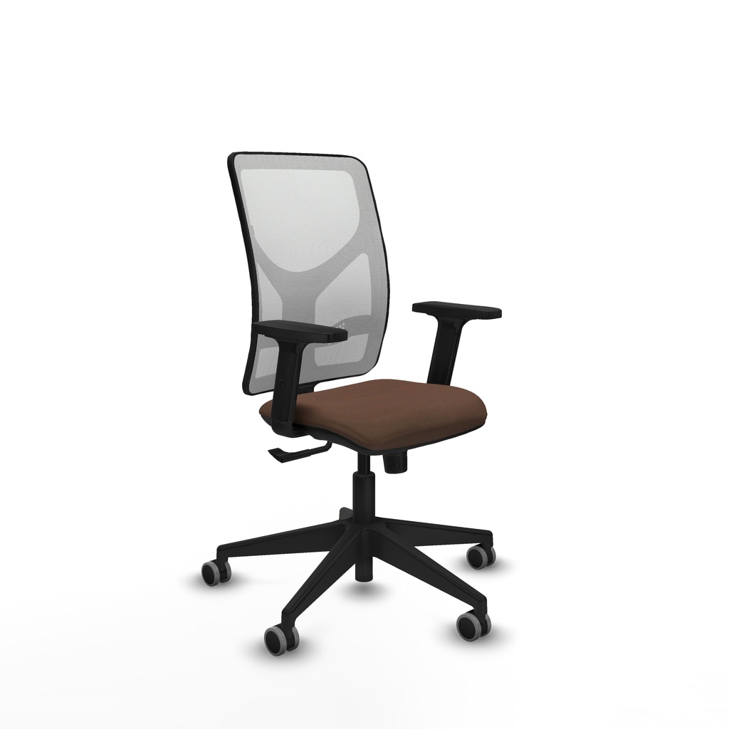 Motilla sincro malla blanca bali marrón oscuro brazos 2D base piramidal  ruedas 65mm engomadas