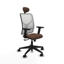 Motilla sincro malla blanca bali marrón oscuro brazos 2D base piramidal cabecero fijo ruedas 65mm nailon