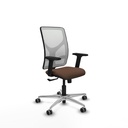 Motilla sincro malla blanca bali marrón oscuro brazos 2D base aluminio  ruedas 65mm engomadas