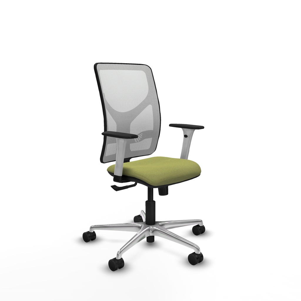 Motilla sincro malla blanca bali verde oliva brazos blancos base aluminio  ruedas 65mm nailon