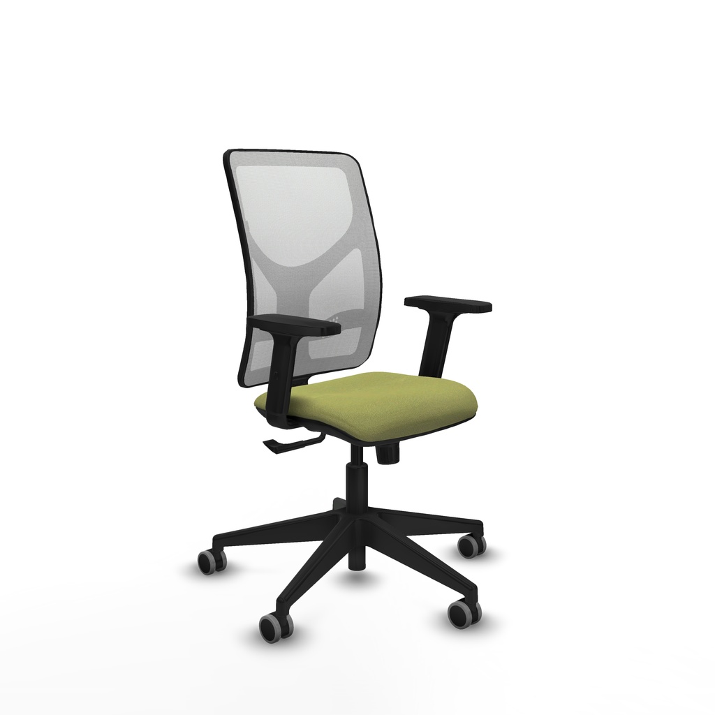Motilla sincro malla blanca bali verde oliva brazos 2D base piramidal  ruedas 65mm engomadas