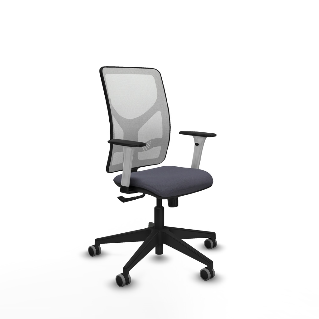 Motilla sincro malla blanca bali gris oscuro brazos blancos base piramidal  ruedas 65mm engomadas