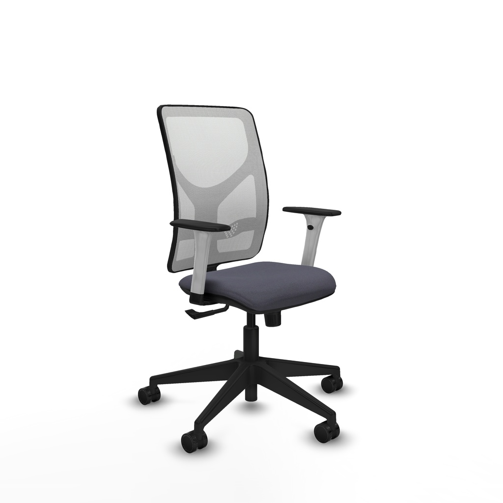 Motilla sincro malla blanca bali gris oscuro brazos blancos base piramidal  ruedas 65mm nailon