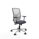 Motilla sincro malla blanca bali gris oscuro brazos blancos base aluminio  ruedas 65mm engomadas