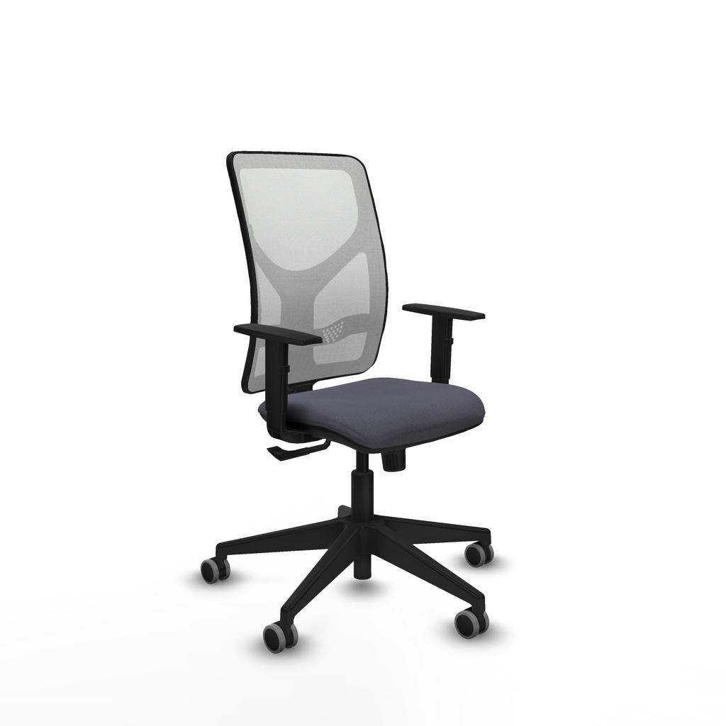 Motilla sincro malla blanca bali gris oscuro brazos 1D base piramidal  ruedas 65mm engomadas