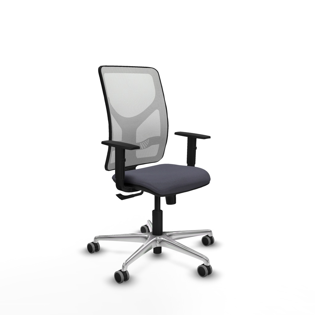 Motilla sincro malla blanca bali gris oscuro brazos 1D base aluminio  ruedas 65mm engomadas