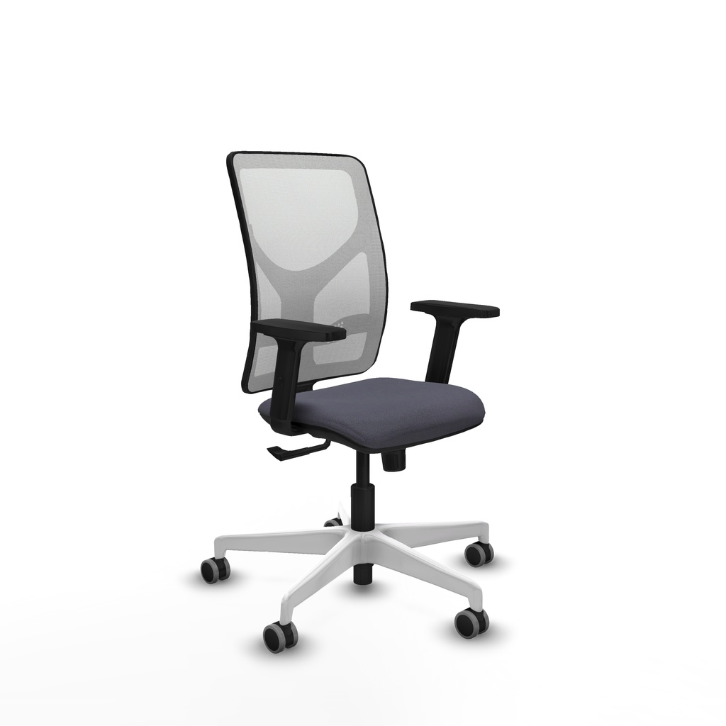 Motilla sincro malla blanca bali gris oscuro brazos 2D base blanca  ruedas 65mm engomadas