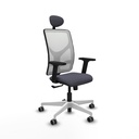 Motilla sincro malla blanca bali gris oscuro brazos 2D base blanca cabecero fijo ruedas 65mm engomadas