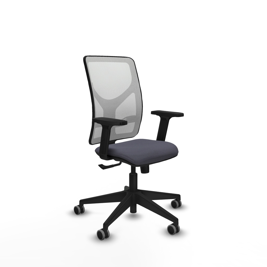 Motilla sincro malla blanca bali gris oscuro brazos 2D base piramidal  ruedas 65mm engomadas