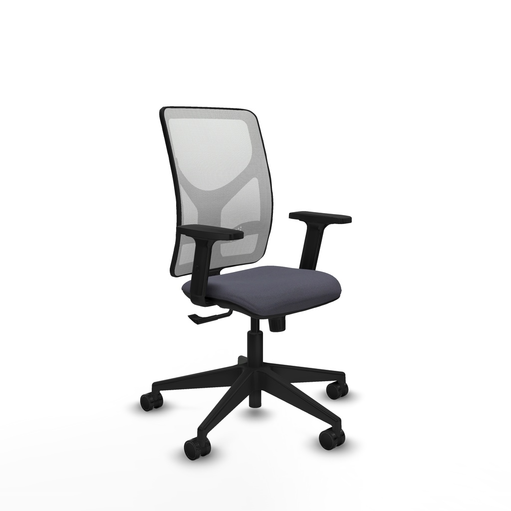 Motilla sincro malla blanca bali gris oscuro brazos 2D base piramidal  ruedas 65mm nailon