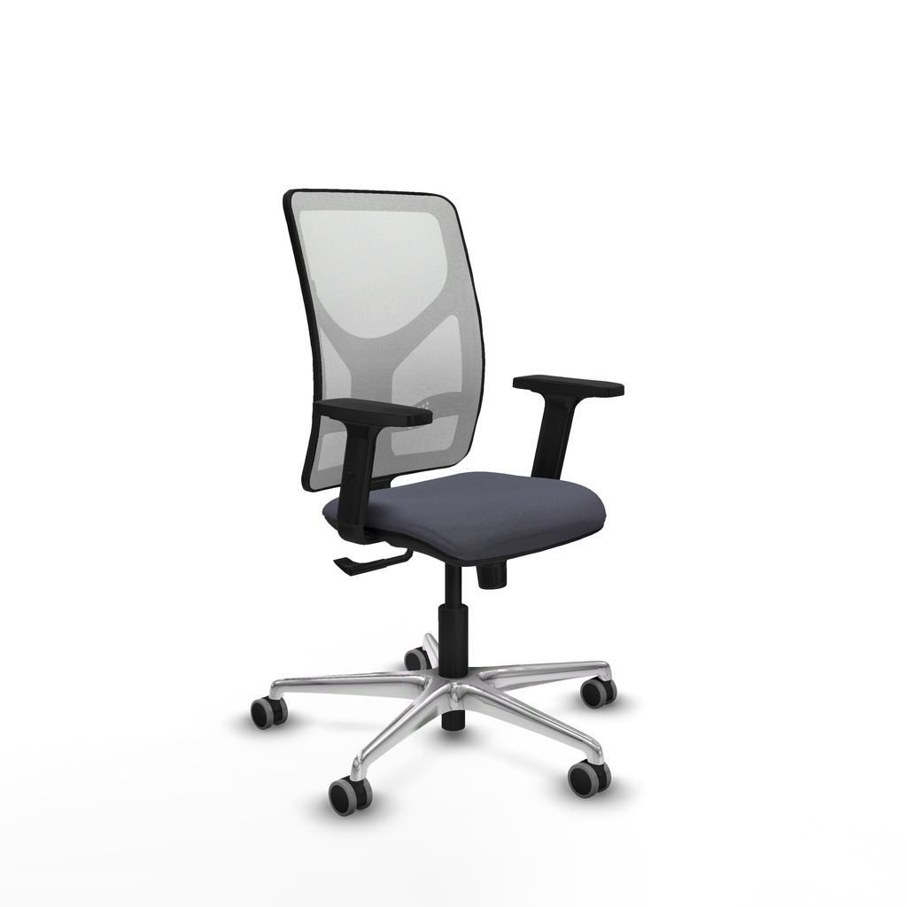 Motilla sincro malla blanca bali gris oscuro brazos 2D base aluminio  ruedas 65mm engomadas
