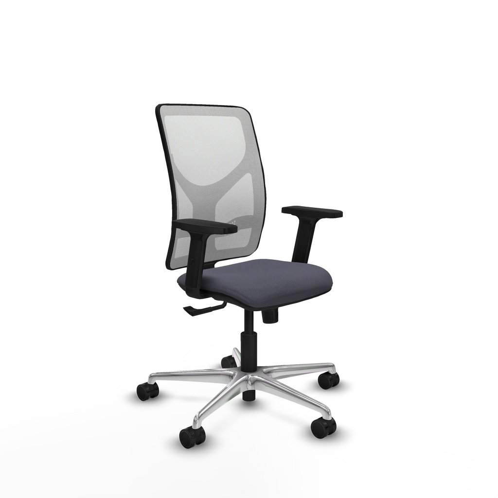 Motilla sincro malla blanca bali gris oscuro brazos 2D base aluminio  ruedas 65mm nailon