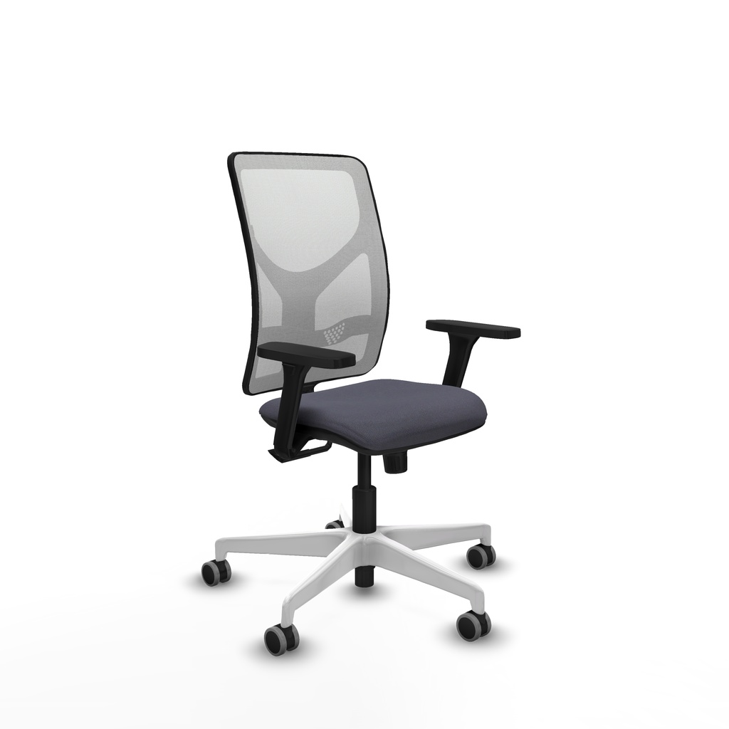 Motilla sincro malla blanca bali gris oscuro brazos 3D base blanca  ruedas 65mm engomadas
