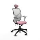 Motilla sincro malla blanca bali rosa brazos blancos base piramidal cabecero fijo ruedas 65mm engomadas