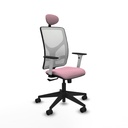 Motilla sincro malla blanca bali rosa brazos blancos base piramidal cabecero fijo ruedas 65mm nailon