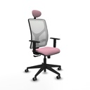 Motilla sincro malla blanca bali rosa brazos 1D base piramidal cabecero fijo ruedas 65mm engomadas