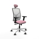 Motilla sincro malla blanca bali rosa brazos 2D base blanca cabecero fijo ruedas 65mm engomadas