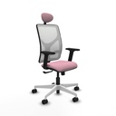 Motilla sincro malla blanca bali rosa brazos 2D base blanca cabecero fijo ruedas 65mm nailon