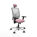 Motilla sincro malla blanca bali rosa brazos 3D base aluminio cabecero fijo ruedas 65mm engomadas