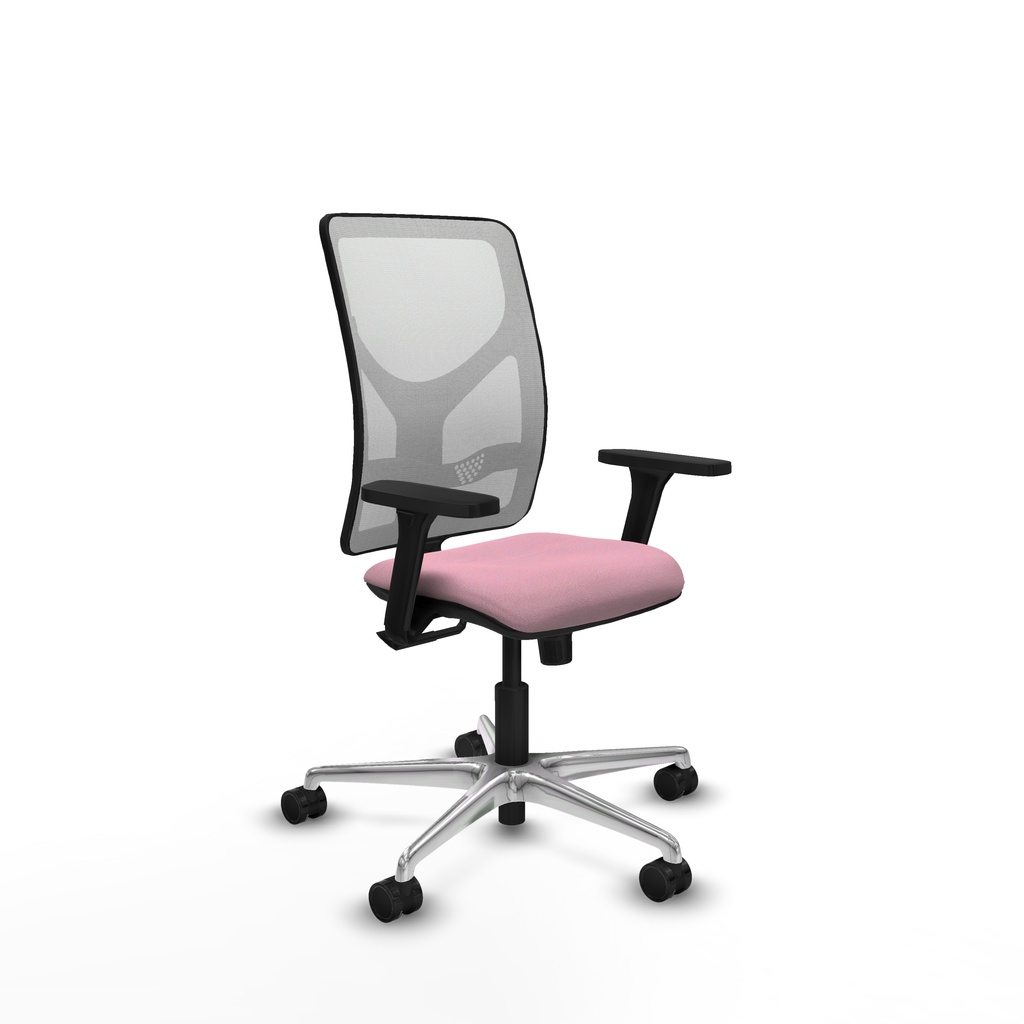 Motilla sincro malla blanca bali rosa brazos 3D base aluminio  ruedas 65mm nailon