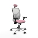 Motilla sincro malla blanca bali rosa brazos 3D base aluminio cabecero fijo ruedas 65mm nailon