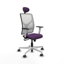 Motilla sincro malla blanca bali morado brazos blancos base blanca cabecero fijo ruedas 65mm engomadas
