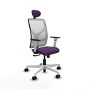 Motilla sincro malla blanca bali morado brazos blancos base blanca cabecero fijo ruedas 65mm nailon