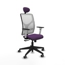 Motilla sincro malla blanca bali morado brazos blancos base piramidal cabecero fijo ruedas 65mm engomadas
