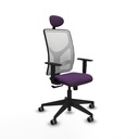 Motilla sincro malla blanca bali morado brazos 1D base piramidal cabecero fijo ruedas 65mm engomadas