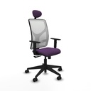 Motilla sincro malla blanca bali morado brazos 1D base piramidal cabecero fijo ruedas 65mm nailon