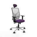 Motilla sincro malla blanca bali morado brazos 1D base aluminio cabecero fijo ruedas 65mm engomadas