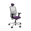 Motilla sincro malla blanca bali morado brazos 2D base blanca cabecero fijo ruedas 65mm nailon